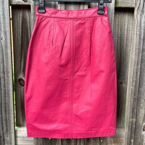 Vintage 90’s pink Leather Pencil Skirt Contemporary Casuals